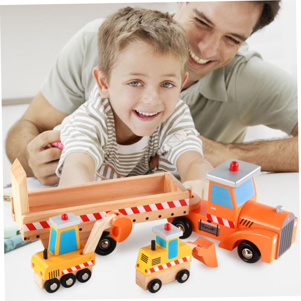 COSMEVIVI Kids Construction Vehicle Toy Set - 1PC Excavator Engineering Car Toy for Boys & Girls Ages 3-8 | Durable Bamboo Material | Perfect for Sandbox Play, Construction Pretend Play & STEM Learning