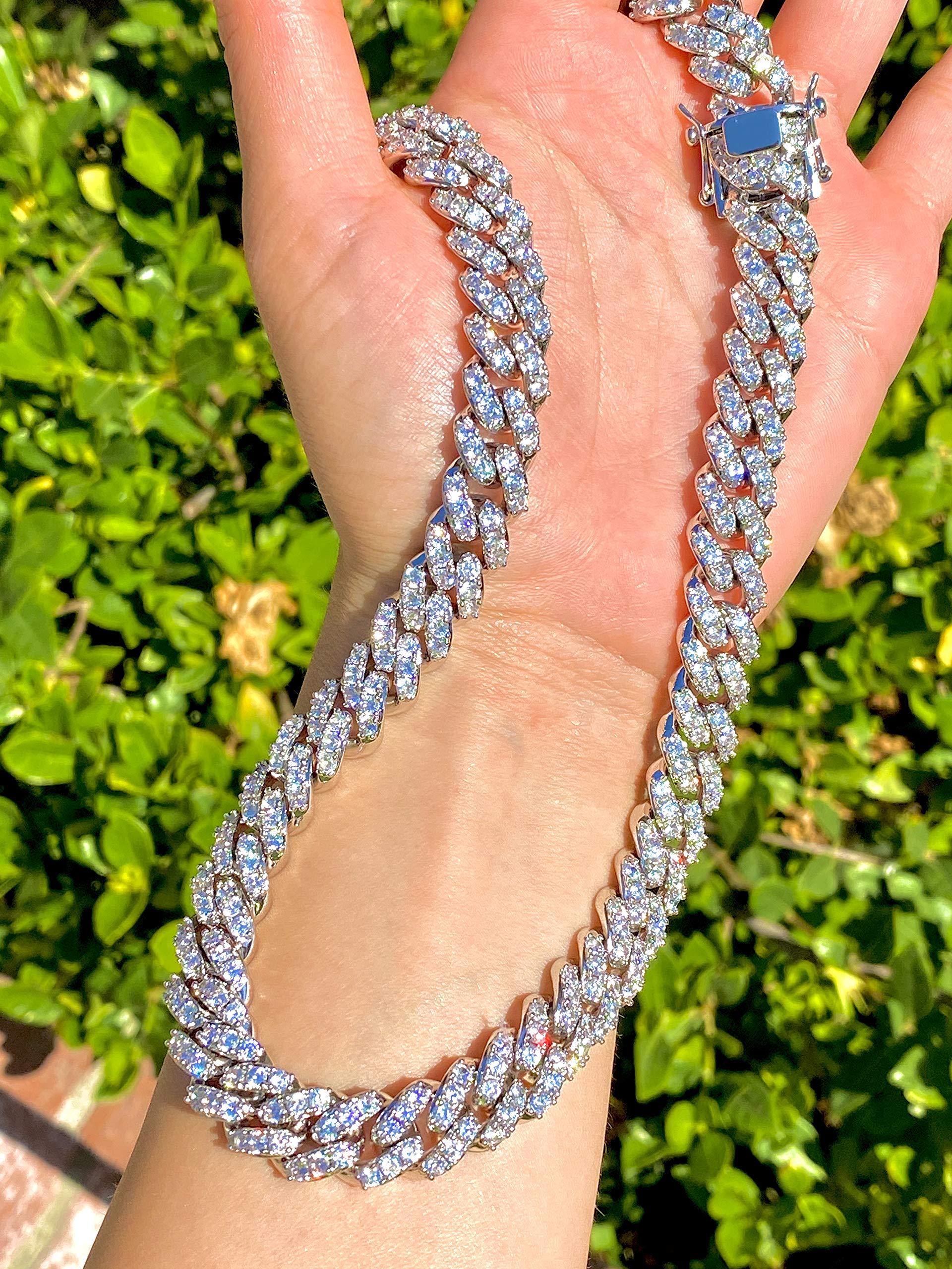14K White Gold Plated Miami Cuban Chain Necklace - 12mm 20 Inch Iced Choker with Greek Medusa Head Pendant | Perfect for Men's & Women's Fashion, Night Out, Gift Giving & Jewelry Collection