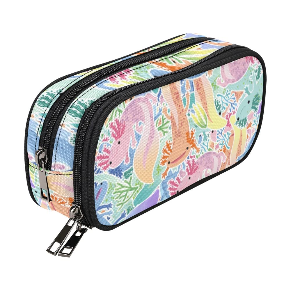 Adorable Axolotl Mexican Pencil Case - Large Capacity Canvas Zipper Pouch for School, Office & Travel | Cute Makeup Bag & Pen Organizer for Teens, Girls & Boys | Perfect for Backpack, Desk & Daily Essentials Storage