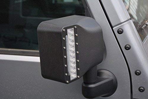 DV8 Offroad Mirror Cover with LED Auxiliary Lights & Turn Signals for 2007-2018 Jeep Wrangler JK - Replacement Pair (BCM27W3W) - Off-Road Adventure & Night Driving Safety Upgrade