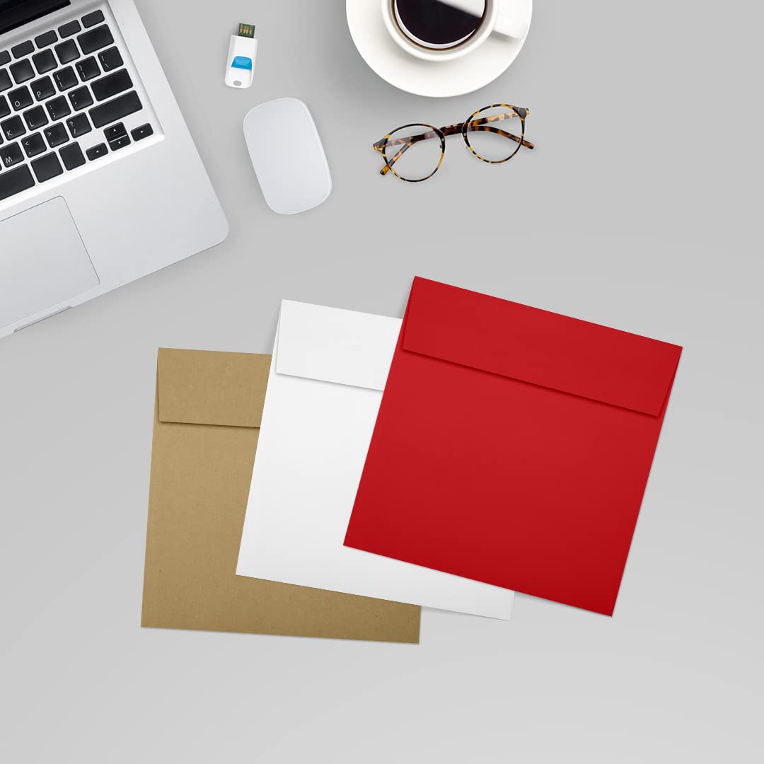 LUXPaper Premium Square Invitation Envelopes 5x5 Inches - Ruby Red, 80lb Text Weight, 1000 Count - Self-Seal Peel & Press Closure for Wedding Invitations, Greeting Cards, Party Favors & Business Correspondence