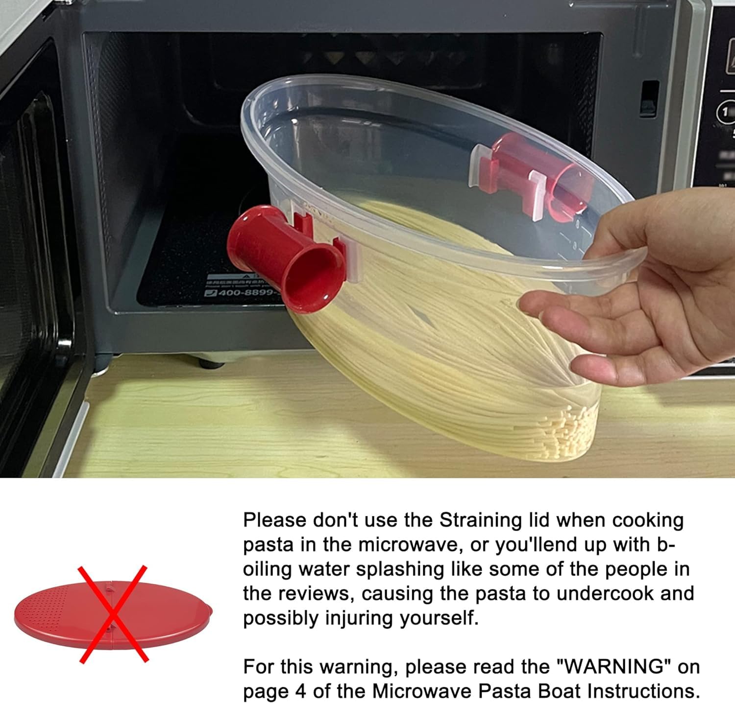 Microwave Pasta Boat with Strainer - Quick Cooking Container for Rice, Vegetables, Chicken | Perfect for Dorm Rooms, Office Lunches & Quick Meals