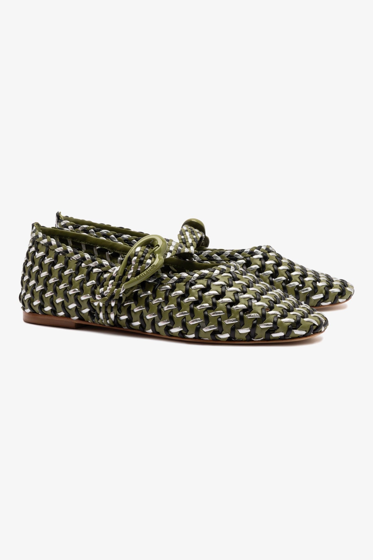 Verona Macrame Ballet Flat Shoes for Women - Comfortable Leather Loafers in Seaweed, Black & Silver Metallic | Perfect for Casual Wear, Office & Travel