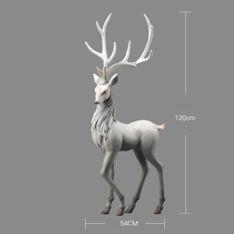 Elegant Snow Reindeer Statue - Winter Holiday Home Decor for Christmas, Mantel, Tabletop & Outdoor Display
