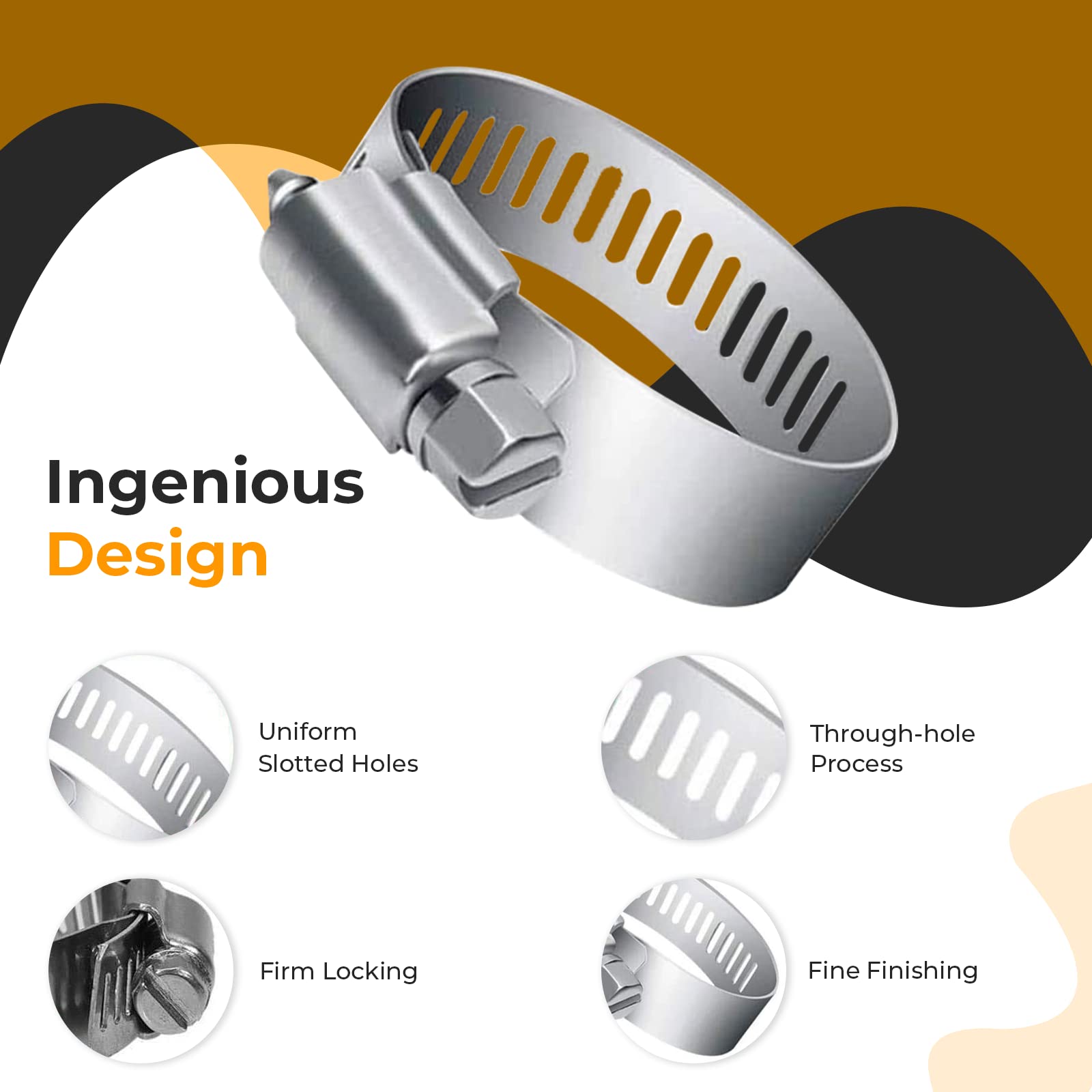 Premium Stainless Steel Hose Clamps - Adjustable Worm Gear Clamps (20 Pack) for Automotive, Plumbing & Fuel Lines - Corrosion Resistant Pipe Clamps 1-3/4