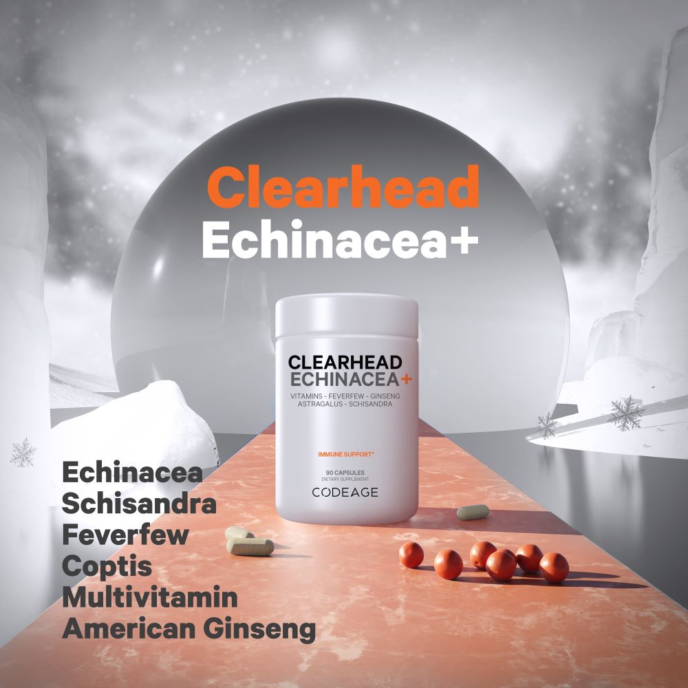 Codeage Clearhead Echinacea Immune Support Supplement - Natural Herbal Immune Booster for Adults & Kids - Supports Respiratory Health & Wellness - Great for Cold Season, Travel & Daily Immune Defense