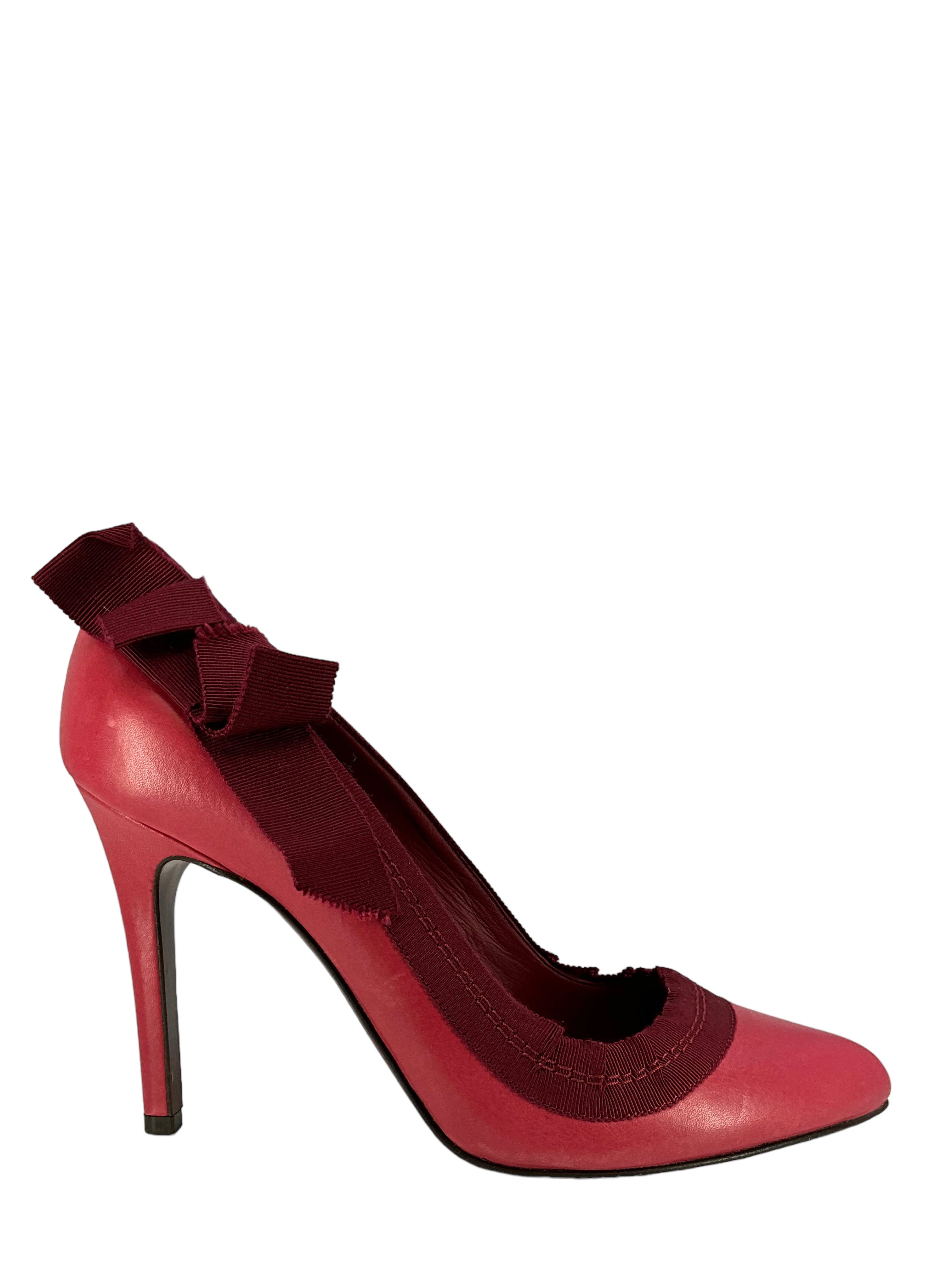 Lanvin Women's Leather Pointed Toe Ribbon Pumps - Size 7.5 US - New Designer Heels for Wedding, Party & Formal Events