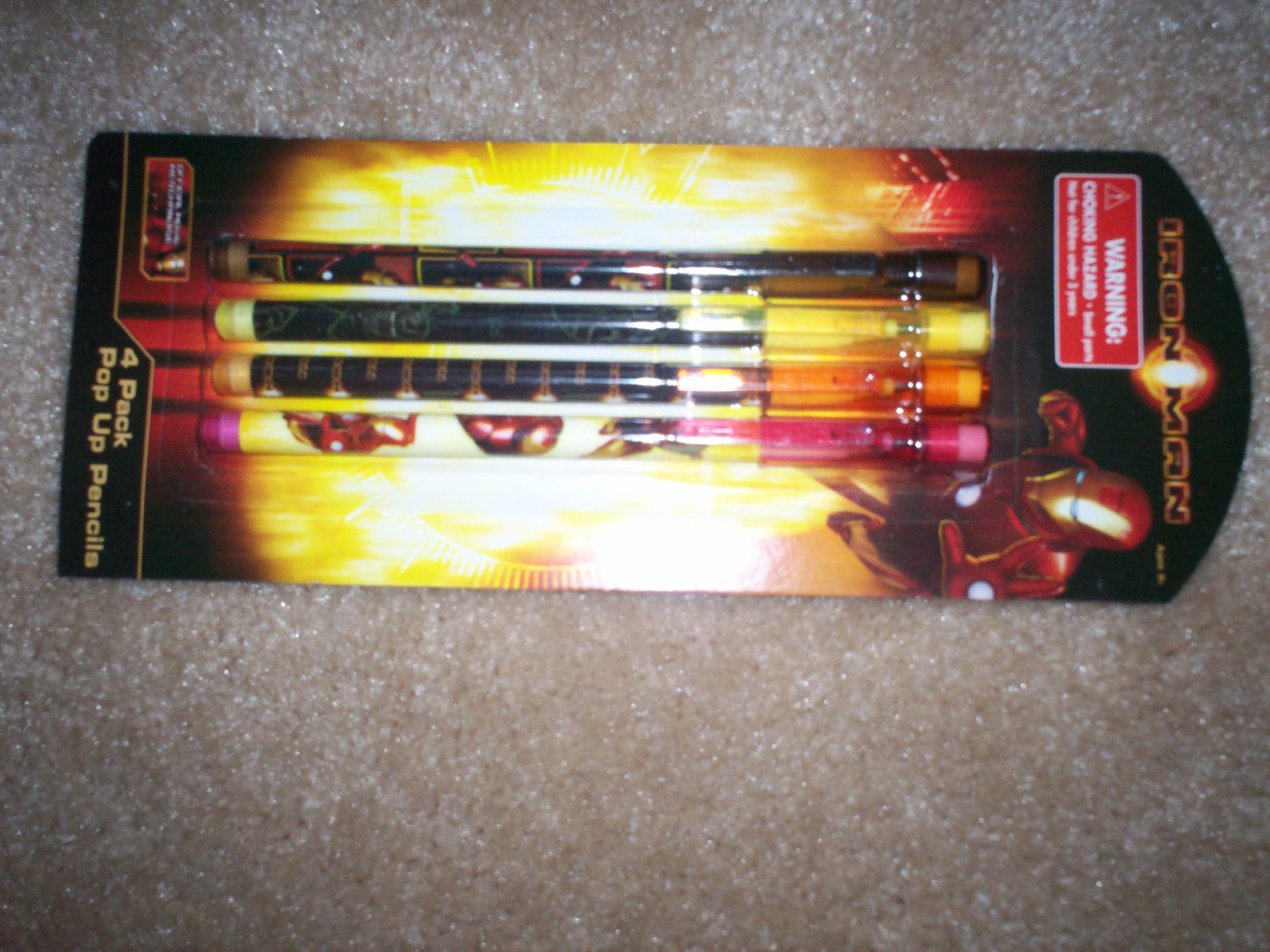 Iron Man Pop-Up Pencils 4-Pack - Marvel Superhero Collectible Writing Pens for School, Office & Gifts | Perfect for Marvel Fans, Students & Comic Book Lovers