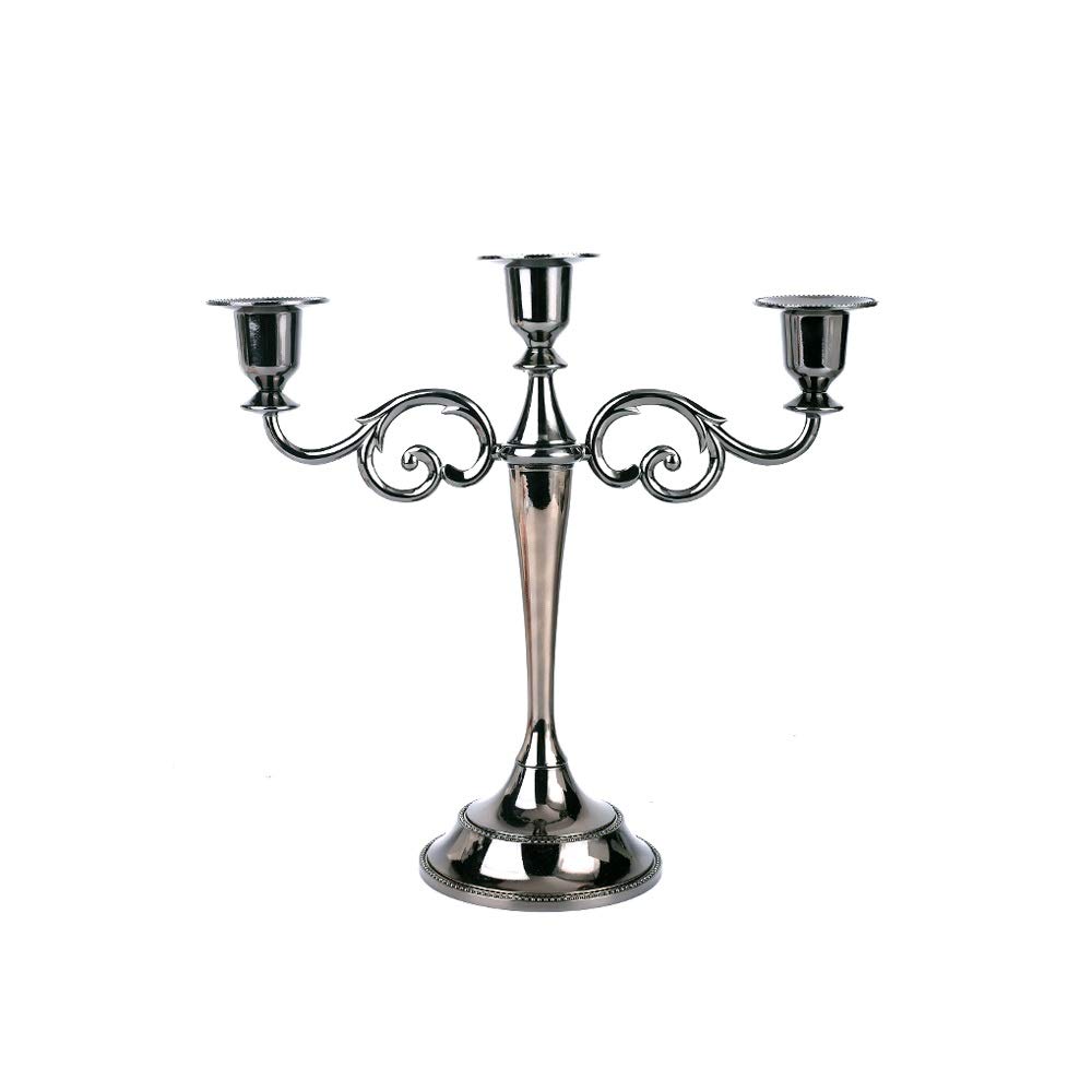 Vintage European Style 3-Head Black Metal Candle Holder - Elegant Home Decor for Dining Room, Restaurant & Romantic Candlelight Dinner Accessories - Perfect for Wedding Centerpieces, Holiday Decor & Tabletop Display