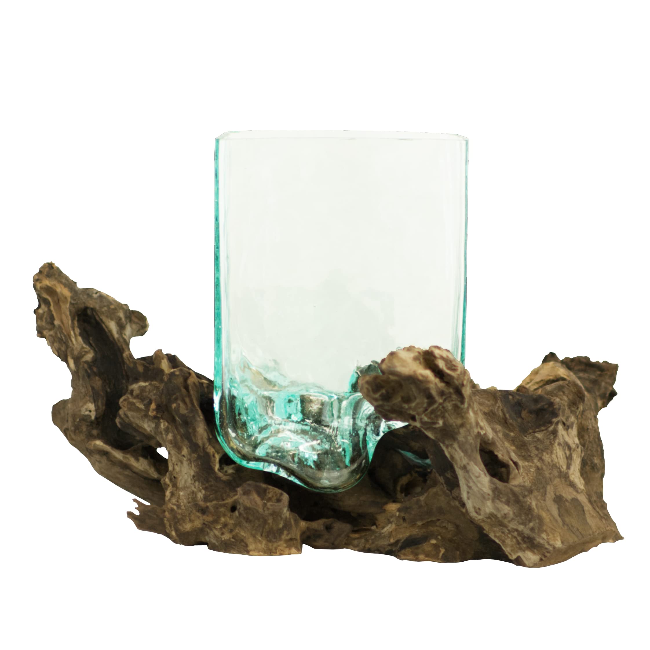 Cohasset Gifts Square Molten Glass Vessel on Gamal Root - 6