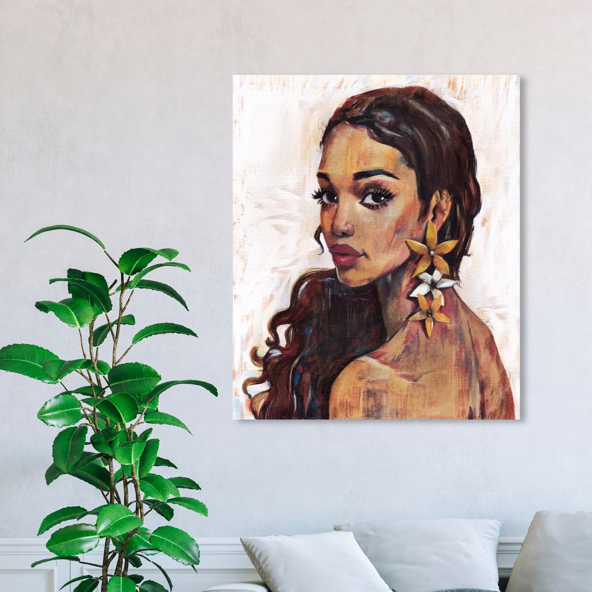 Elegant White Floral Canvas Wall Art Print - Traditional Flower Painting for Bedroom Decor | Perfect for Living Room, Nursery & Home Office