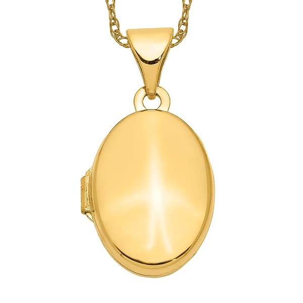 14K Solid Yellow Gold Oval Personalized Photo Locket Necklace - Custom Engraved Picture Pendant Charm for Women - Perfect Gift for Anniversary, Birthday & Valentine's Day