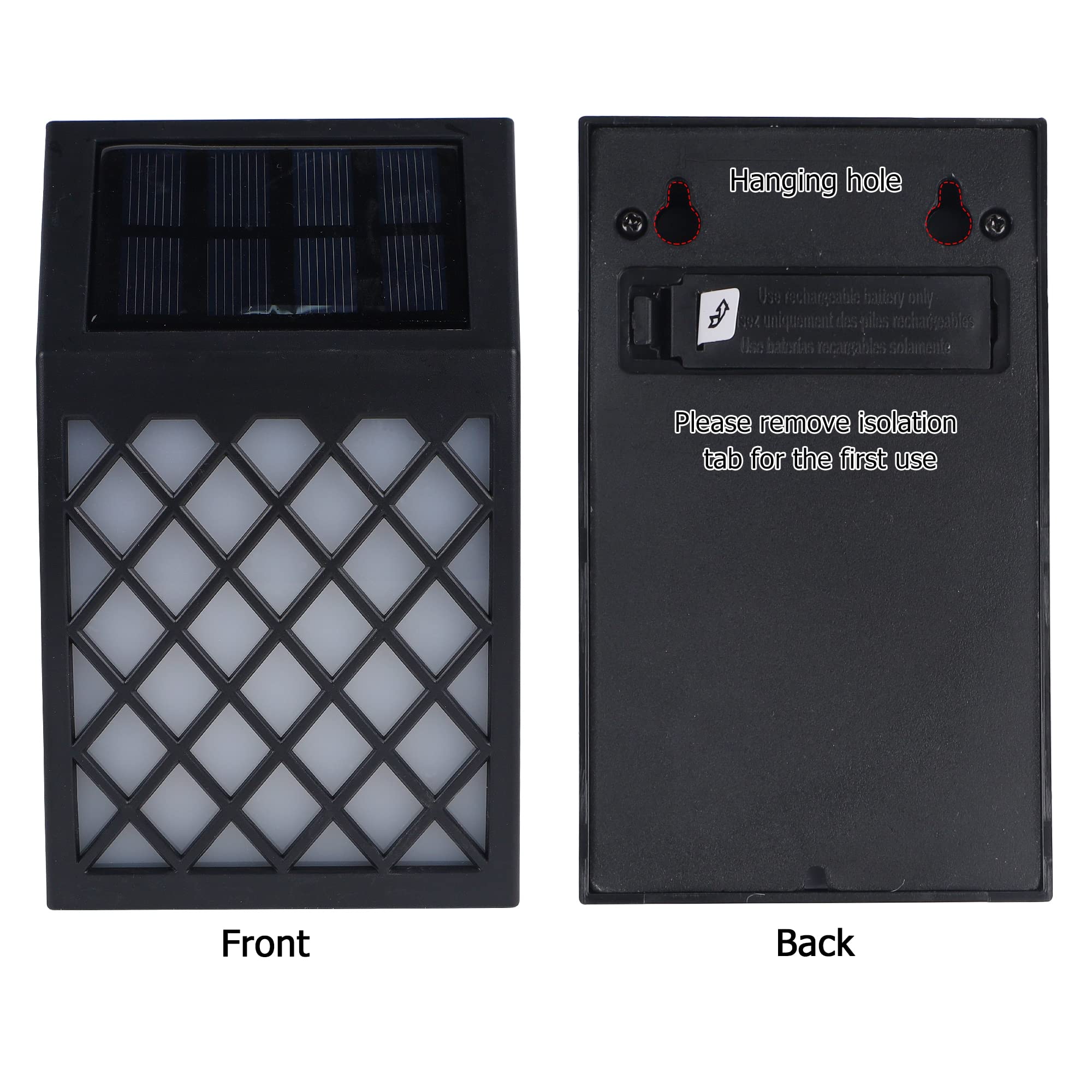 Dynaming Solar Flame Lights Outdoor - 4 Pack Solar Powered Flickering Flame Wall Lights with Auto On/Off - Waterproof Decorative Lighting for Fence, Deck, Garden, Pathway, Patio, Porch & Yard - Perfect for Halloween, Christmas & Outdoor Parties