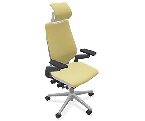 Steelcase Gesture Ergonomic Office Chair with Adjustable Headrest - Cogent Connect Root Beer Fabric & Platinum Light Frame - Perfect for Home Office, Gaming, and Professional Workspaces