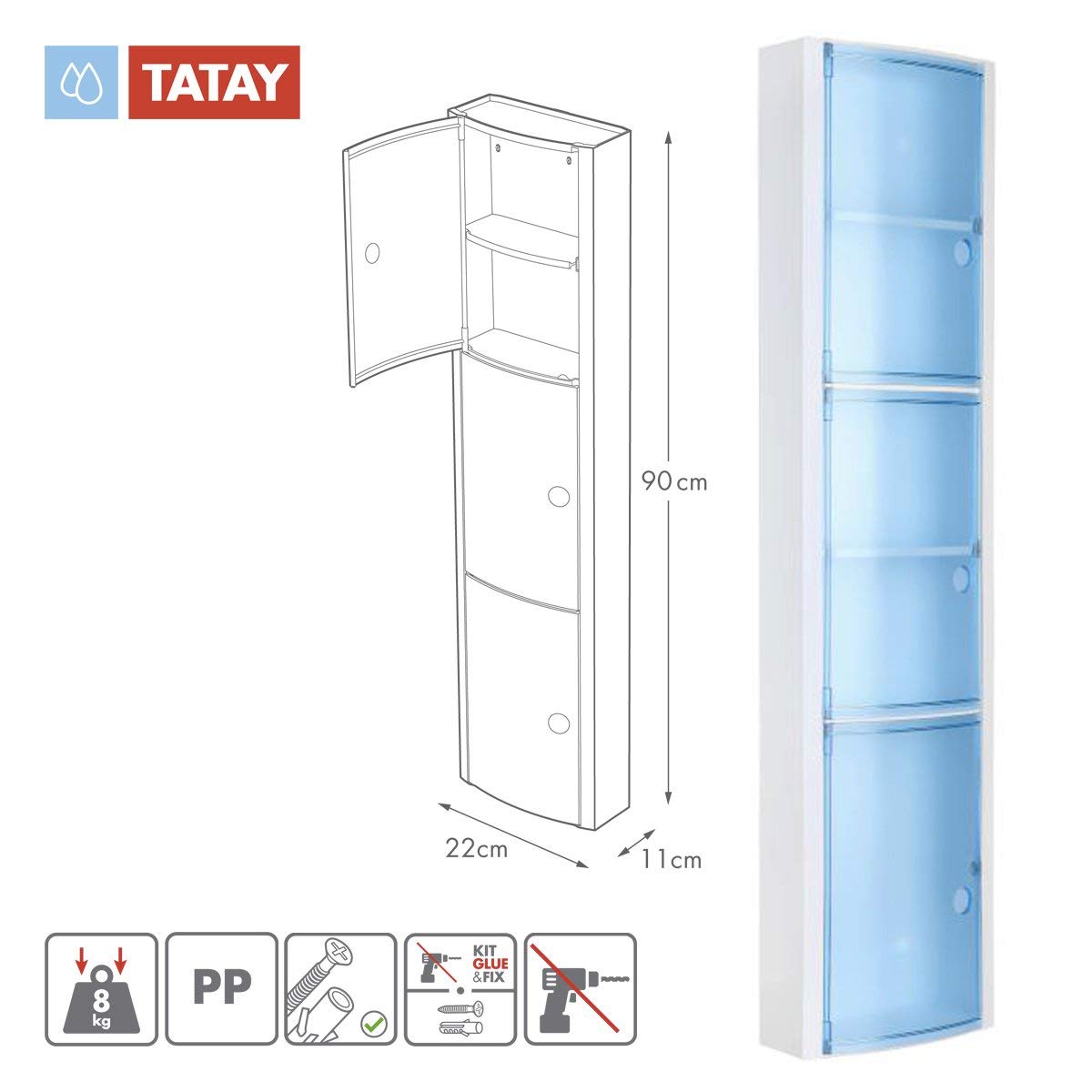 Vertical Storage Cabinet - Durable Polypropylene Organizer in Blue - Perfect for Home, Office & Garage Organization