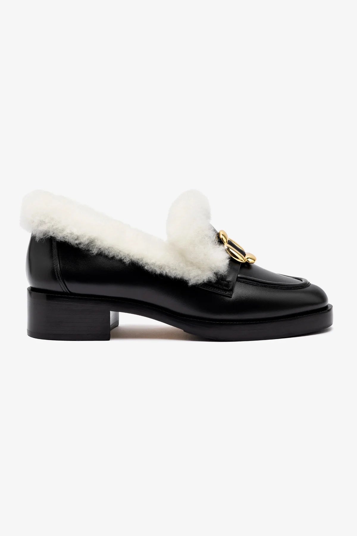 Bobbie Loafer Shoes - Black Genuine Leather with Natural Shearling Lining | Comfortable Slip-On Loafers for Women, Office Wear & Casual Outfits