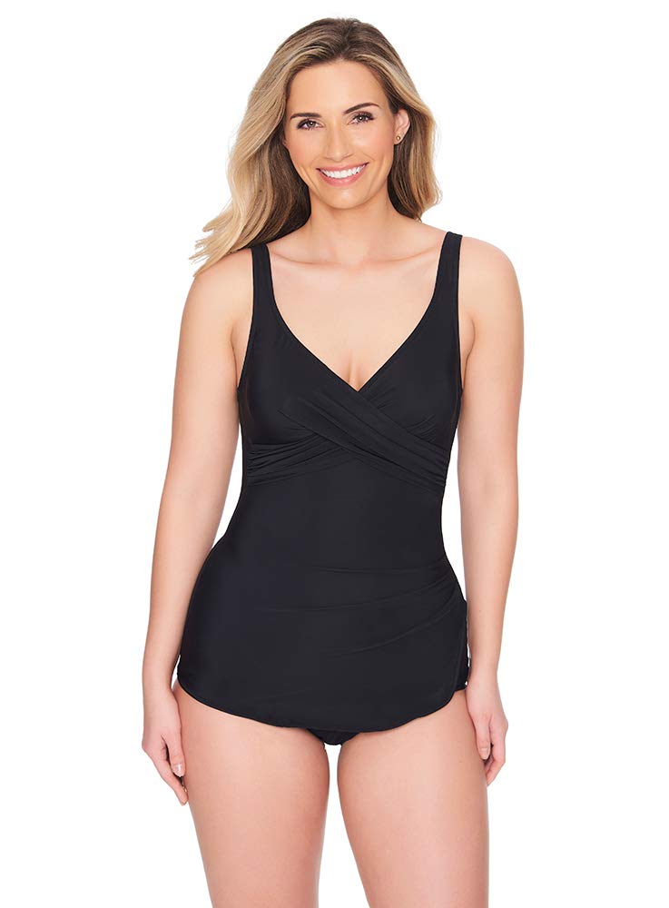 Women's Tummy Control One Piece Swimsuit with Soft Cup Bra & Sarong - High Waisted Slimming Bathing Suit for Beach, Pool & Vacation | Plus Size Swimwear