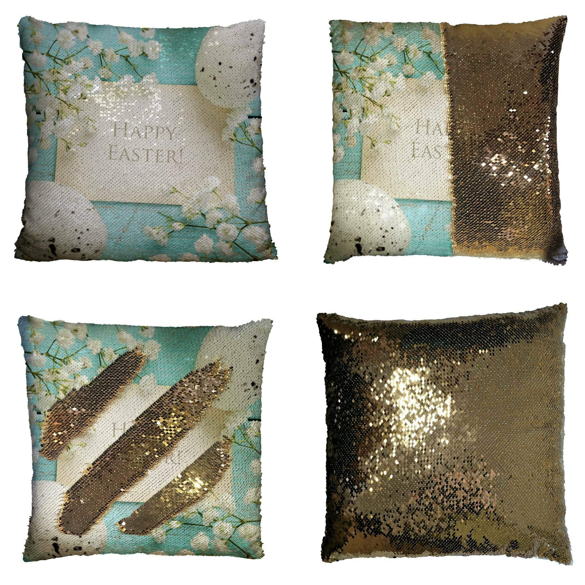 Easter Pillow Cover 20x20 Inch - Spring Home Decor Cushion Case for Sofa, Bed, Easter Party Decorations - Bunny & Egg Design Holiday Decorative Pillowcase