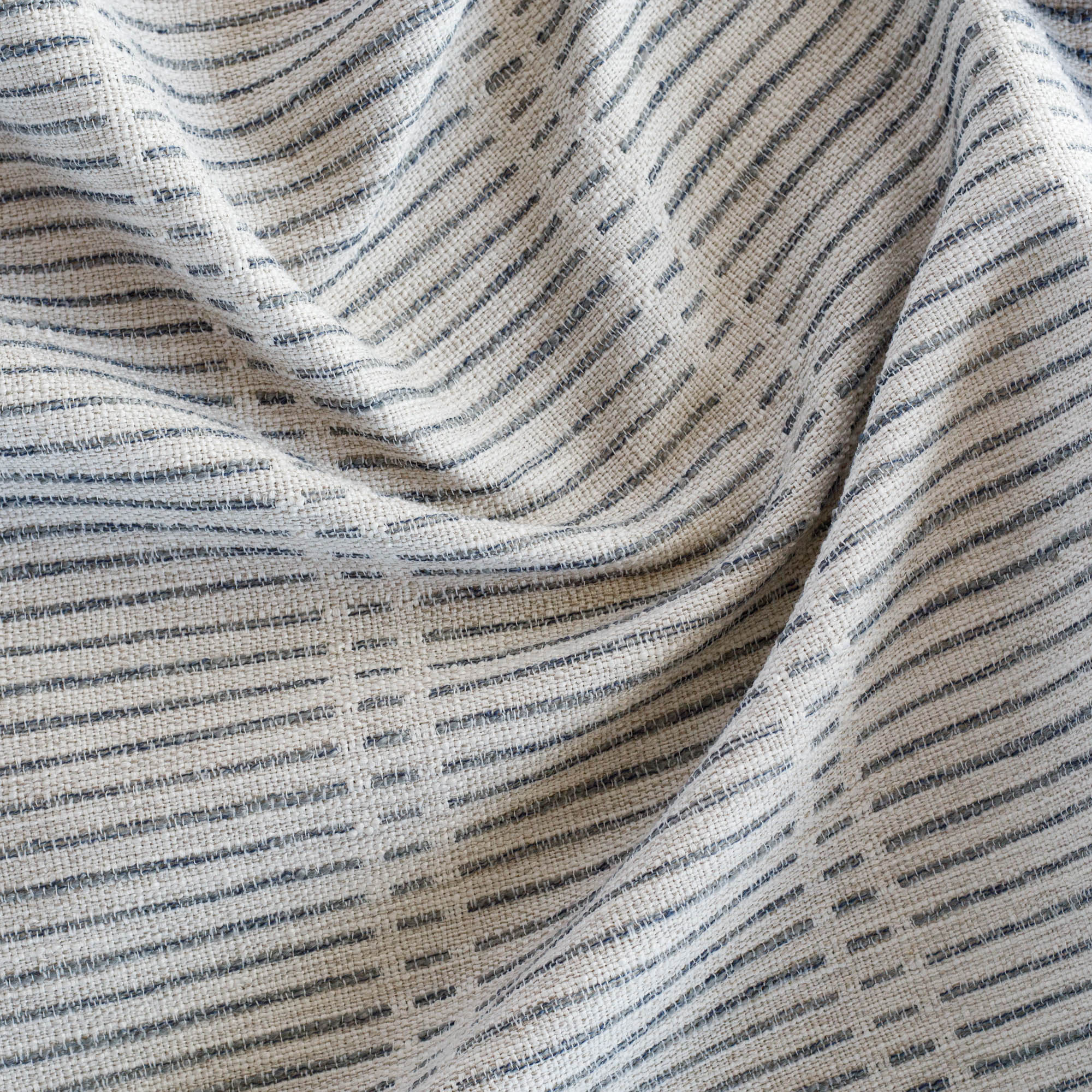 Premium Carson Stripe Fabric - Stone Blue Cotton Blend Upholstery Material for Sofa, Curtains & Home Decor Projects