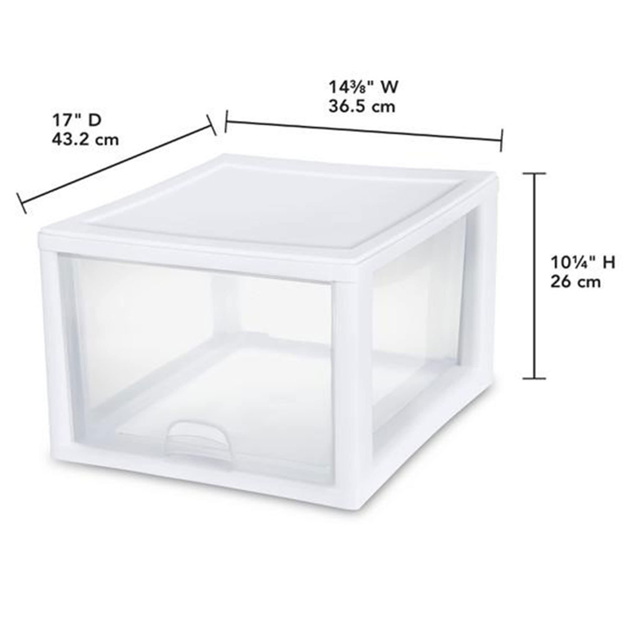 Sterilite 27 Quart (4 Pack) & 16 Quart (6 Pack) Clear Plastic Stackable Storage Drawers - White Organizer Bins for Home, Office & Closet Organization