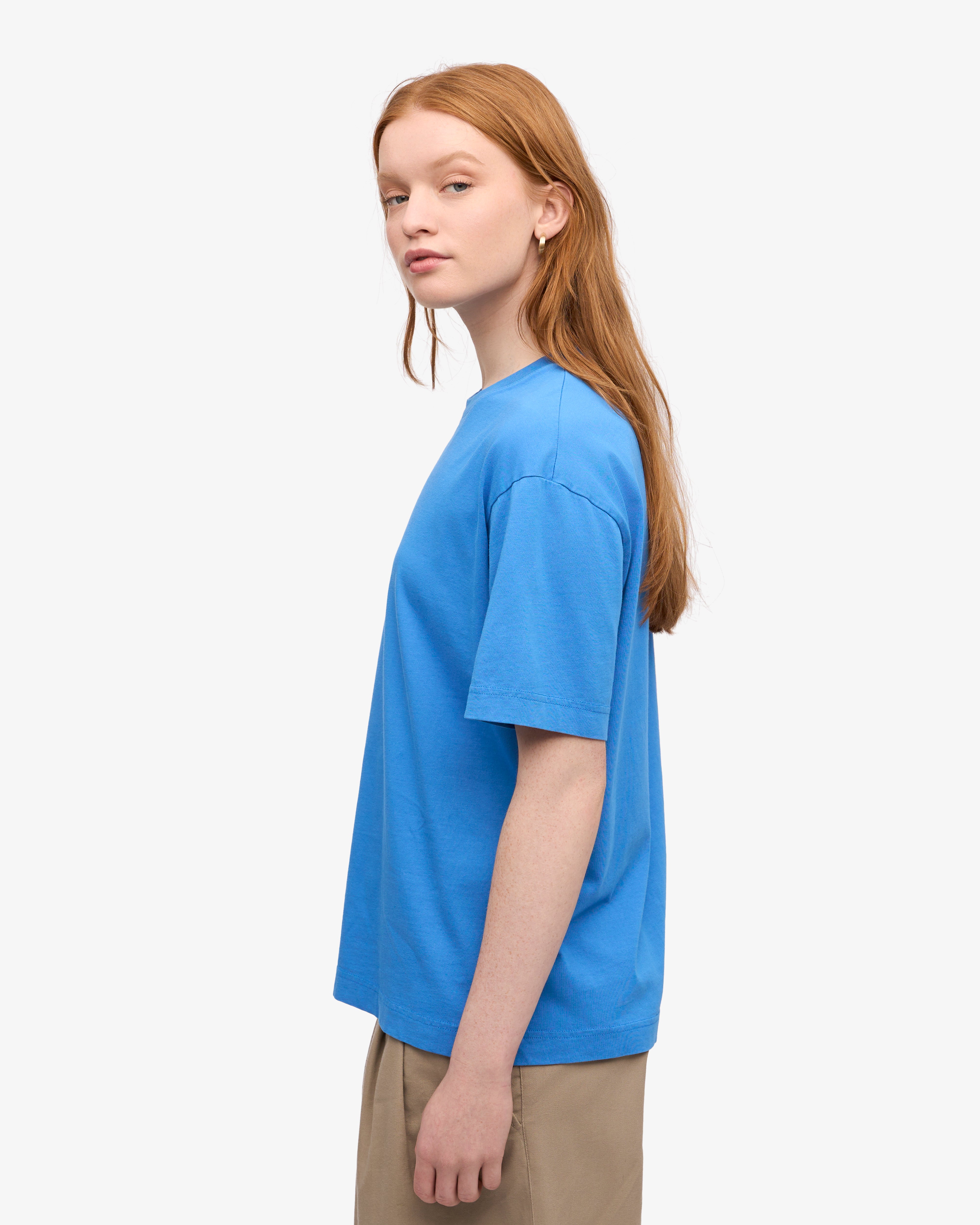Oversized Organic Cotton T-Shirt for Women - Soft & Comfortable Pacific Blue Tee - Perfect for Casual Wear, Loungewear & Everyday Outfits