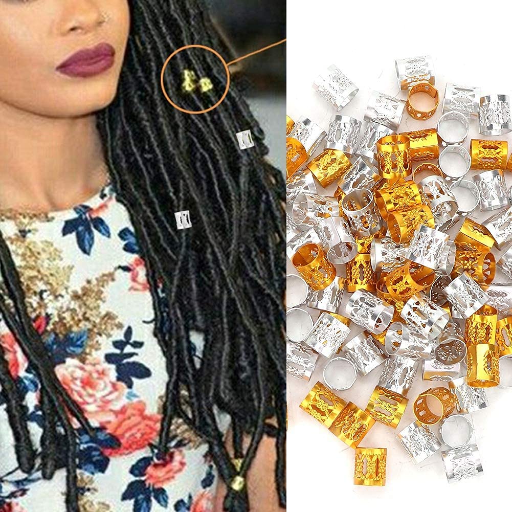 100Pcs Adjustable Hair Braiding Cuffs & Rings - Dreadlocks & Wig Accessories for Women, Girls - Perfect for Braids, Cornrows, Twists & Protective Styles - Hair Jewelry Clips for Parties, Weddings & Everyday Wear