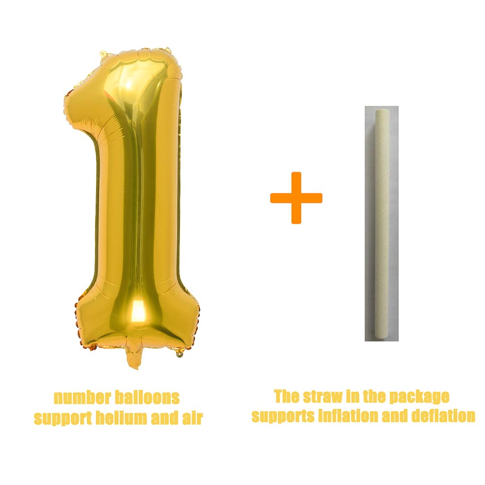 32 Inch Gold Number 1 Foil Balloons for Birthday Party Decorations - Large Metallic Balloon for 1st Birthday, Anniversary & Graduation Celebrations - Perfect for Photo Backdrops, Party Centerpieces & Event Decor