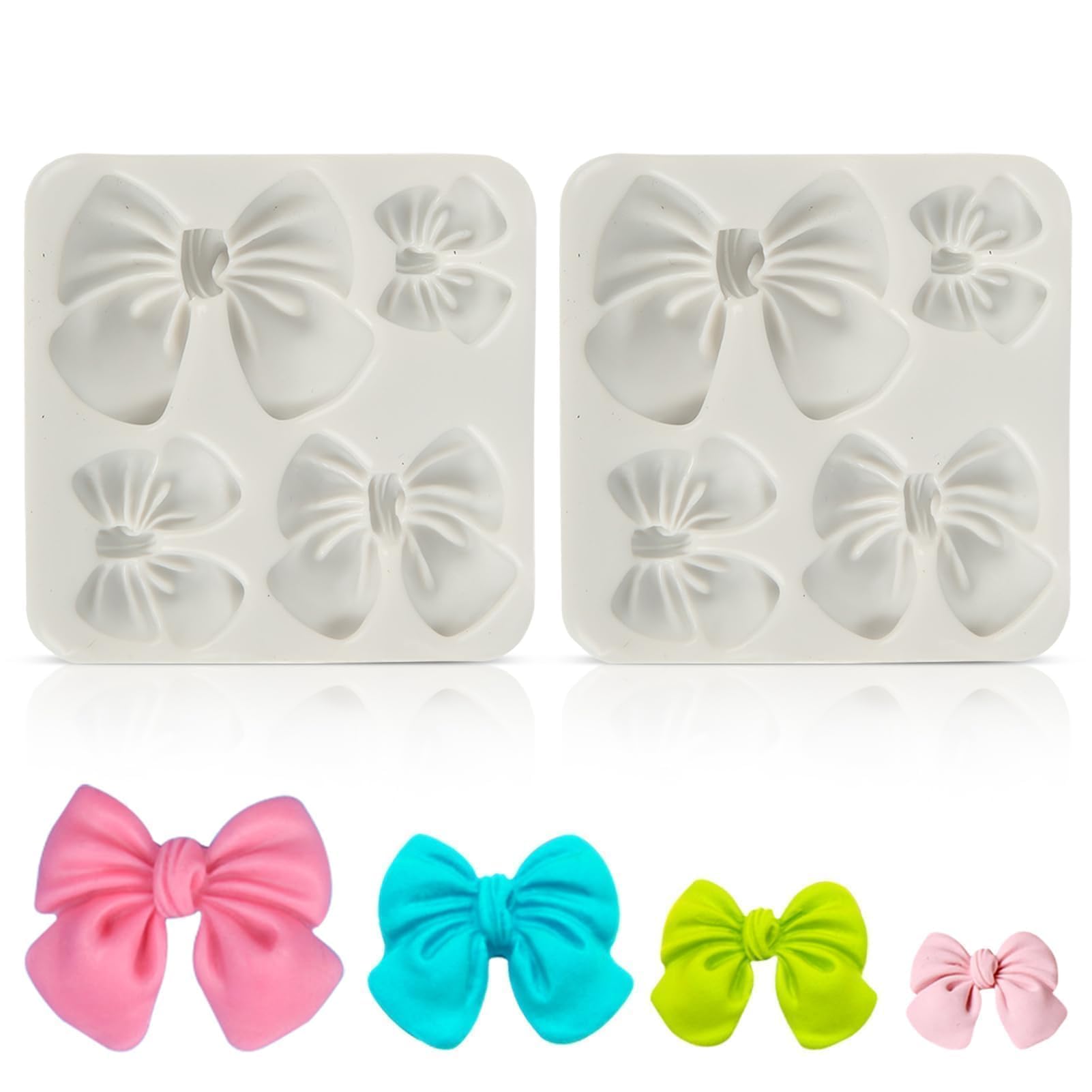 2-Piece Mini Silicone Fondant Bow Molds for Cake, Cupcake, Candy & Chocolate Decoration | Cartoon Bow Chocolate Molds | Perfect for Birthday Parties, Wedding Cakes & DIY Dessert Decorating
