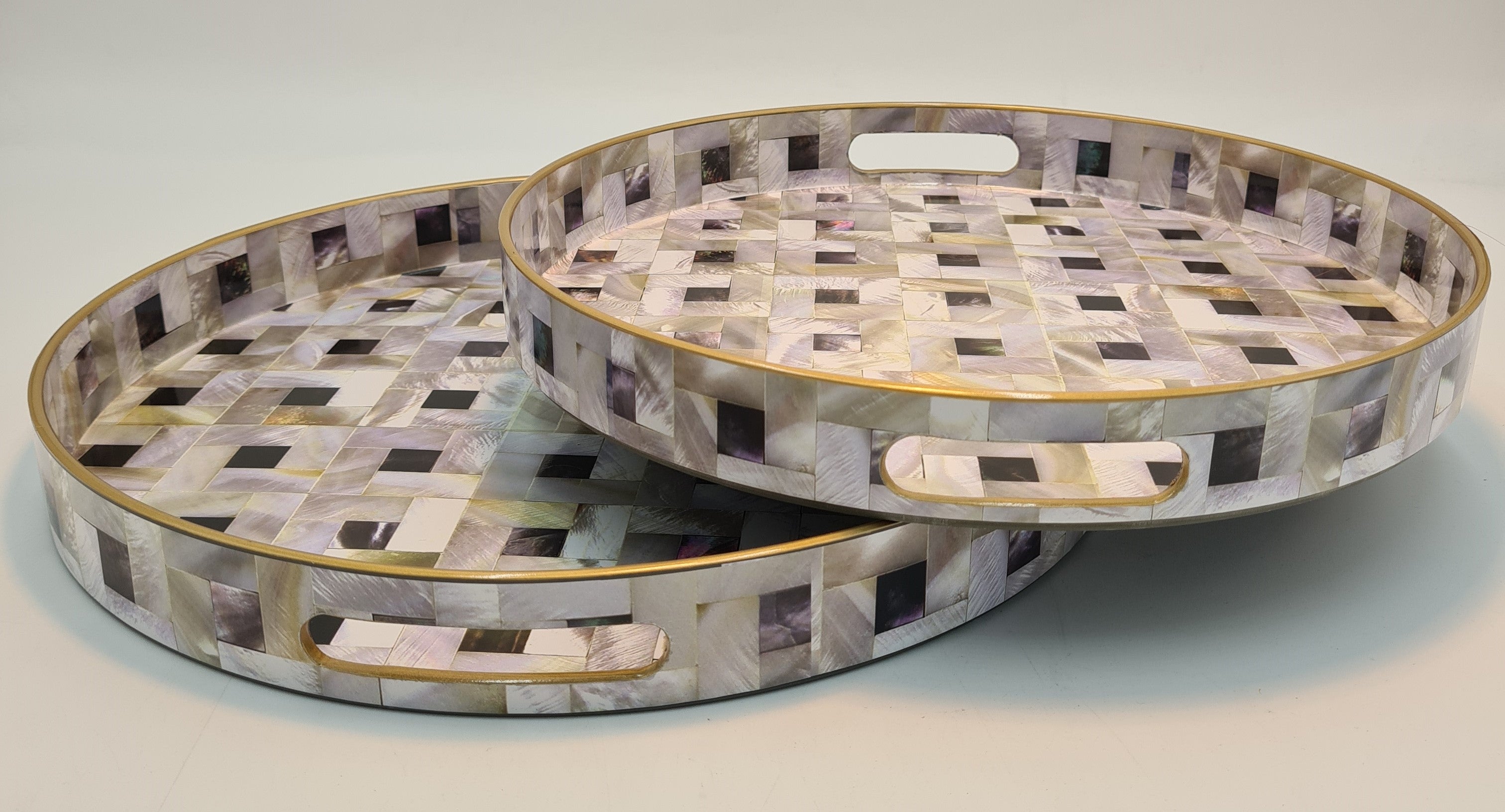 2-Piece Round Serving Tray Set - Elegant & Durable for Coffee, Breakfast, or Snacks - Perfect for Dining, Entertaining, or Home Decor