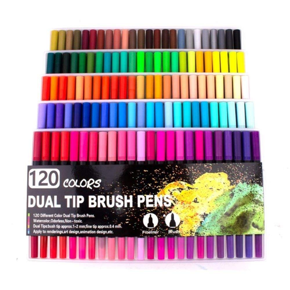 YHWW Dual Tip Watercolor Brush Pens - 12/24/36/48/60/72/100/120 Colors Set for Manga Drawing, Calligraphy & Art Projects | Perfect for Sketching, Bullet Journaling & DIY Crafts
