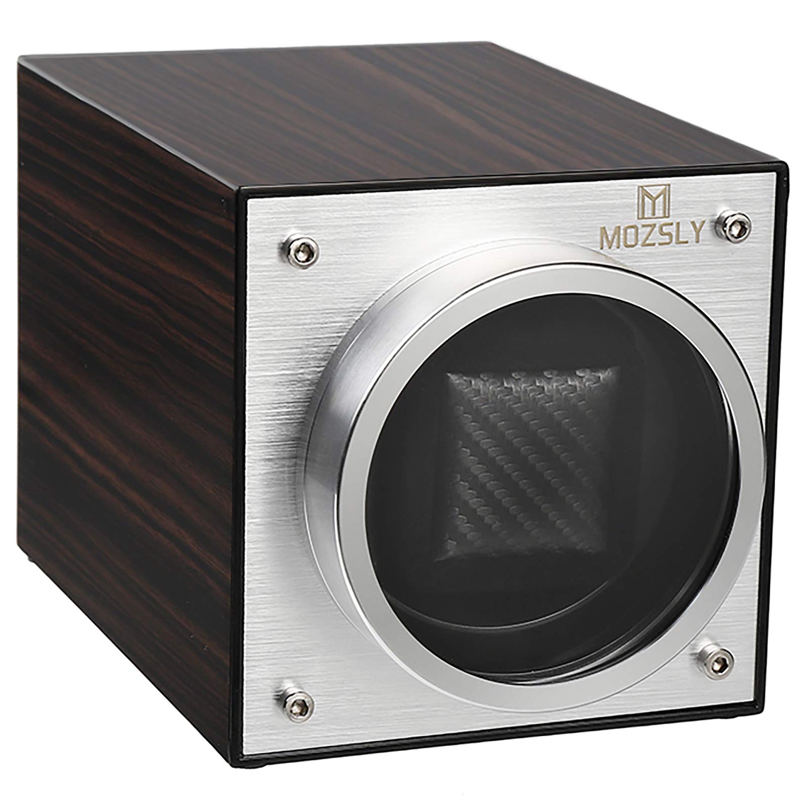 MOZSLY Single Automatic Watch Winder - Battery & AC Powered with 12 Rotation Modes, Ultra Quiet Motor - Elegant Piano Finish for Watch Storage & Display - Perfect for Travel, Office & Home Use