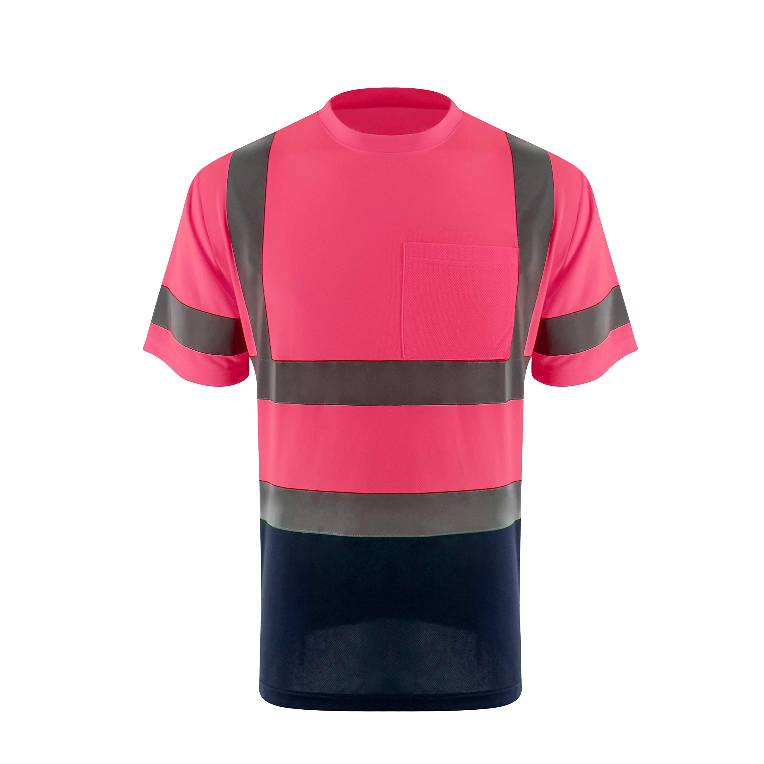 ZUJA High Visibility Reflective Safety T-Shirt for Men - Breathable Short Sleeve Construction Work Shirt with Bright Reflective Stripes | Ideal for Road Work, Night Construction & Emergency Responders