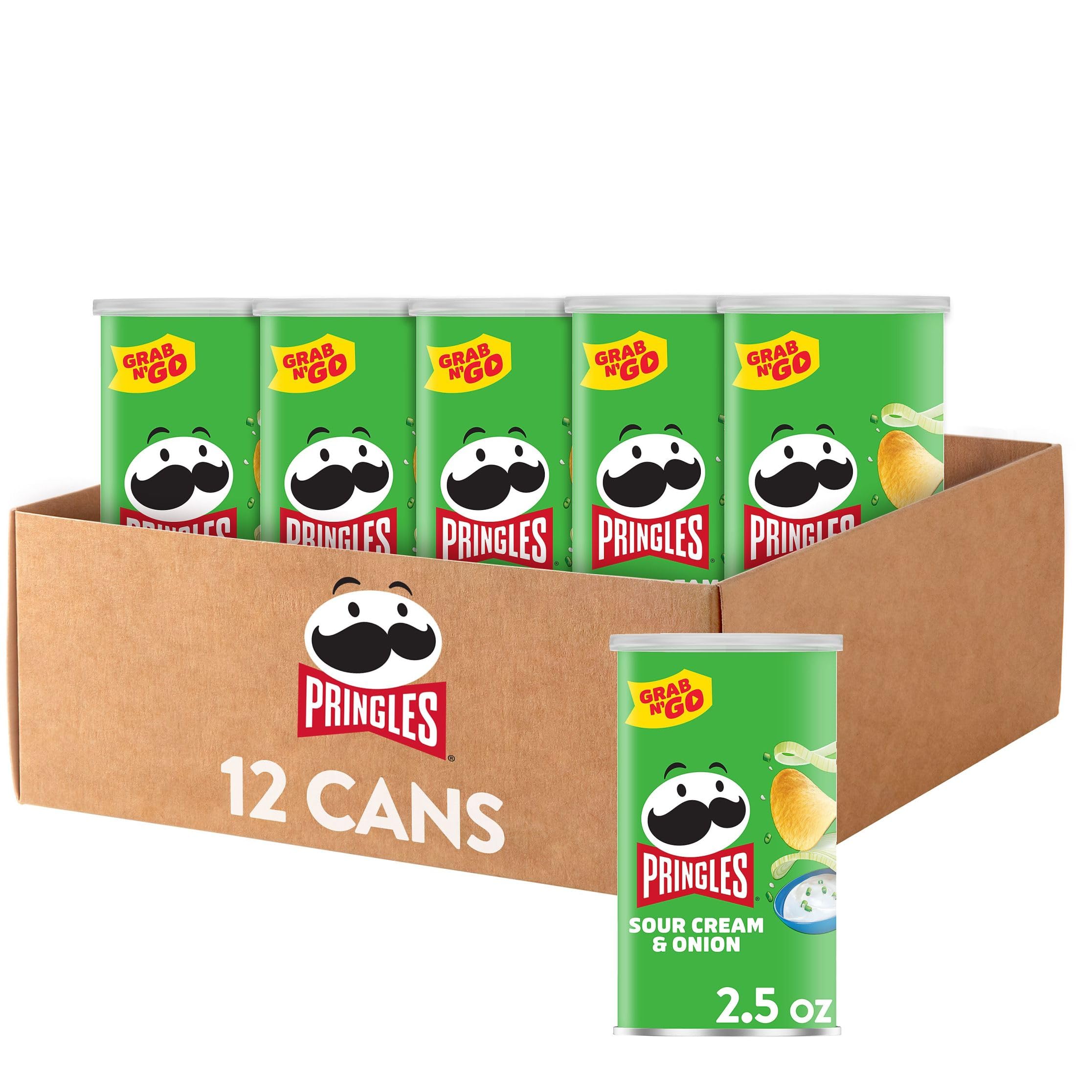 **Pringles Sour Cream & Onion Potato Crisps - 12 Pack | Crunchy Snacks for Lunch, Office, Kids & On-the-Go | Perfect for Parties, School Lunches & Road Trips**