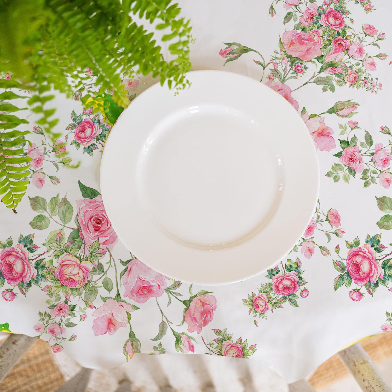 Pink Floral Oval Tablecloth 54x72 Inch - Waterproof Wrinkle-Free Spring Summer Table Cover for Dining, Party, Wedding & Outdoor Events - Decorative Pink Flowers Print Tablecloth for Oval Tables