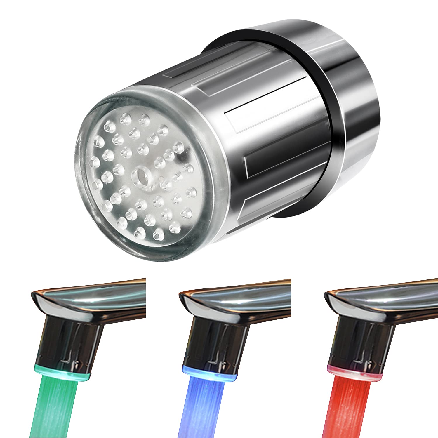 Betus Water Faucet Temperature Sensor - 3-Color LED Gradient Thermal Detector for Kitchen Sink Tap - Changes Color with Water Temperature | Perfect for Home, Restaurant & Commercial Use