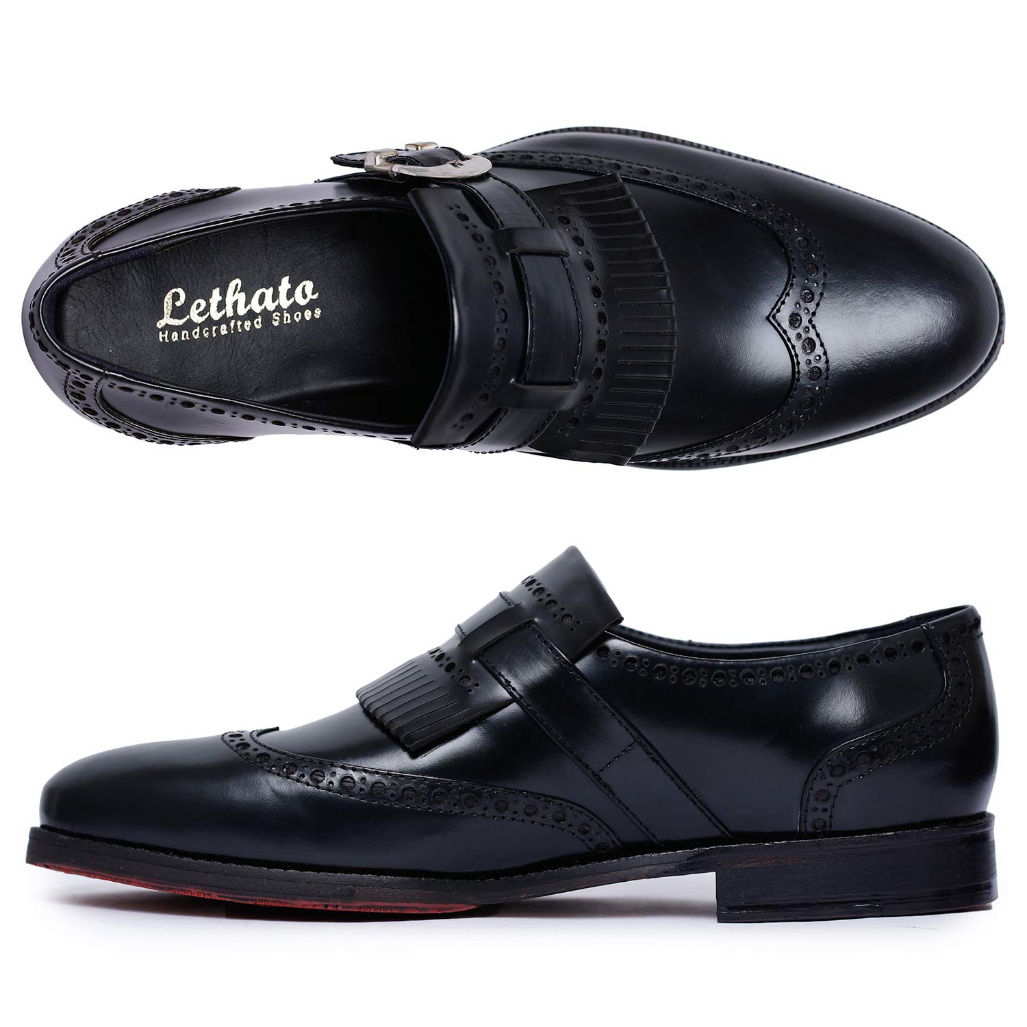Stylish Men's Wingtip Brogue Kiltie Monk Strap Loafers - Formal Dress Shoes for Business, Wedding & Special Occasions