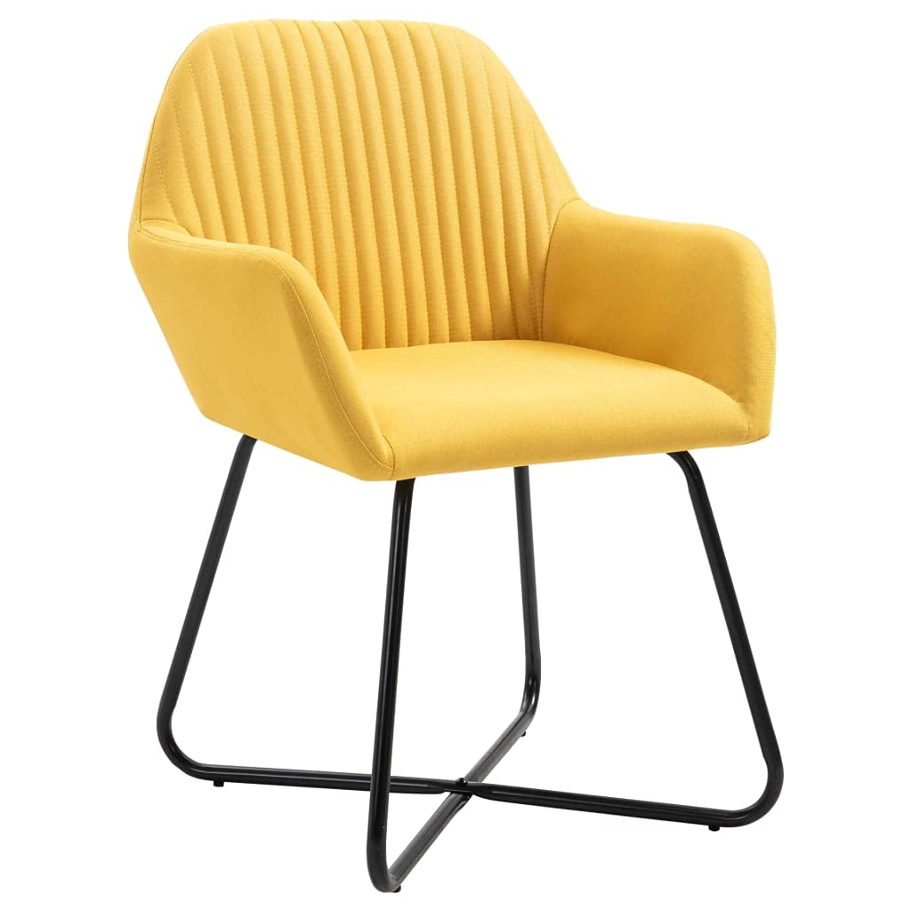 vidaXL 2-Piece Yellow Fabric Dining Chairs Set with Metal Legs - Modern Accent Armchairs for Kitchen, Dining Room & Living Room - Perfect for Home Decor, Small Spaces and Entertaining Guests