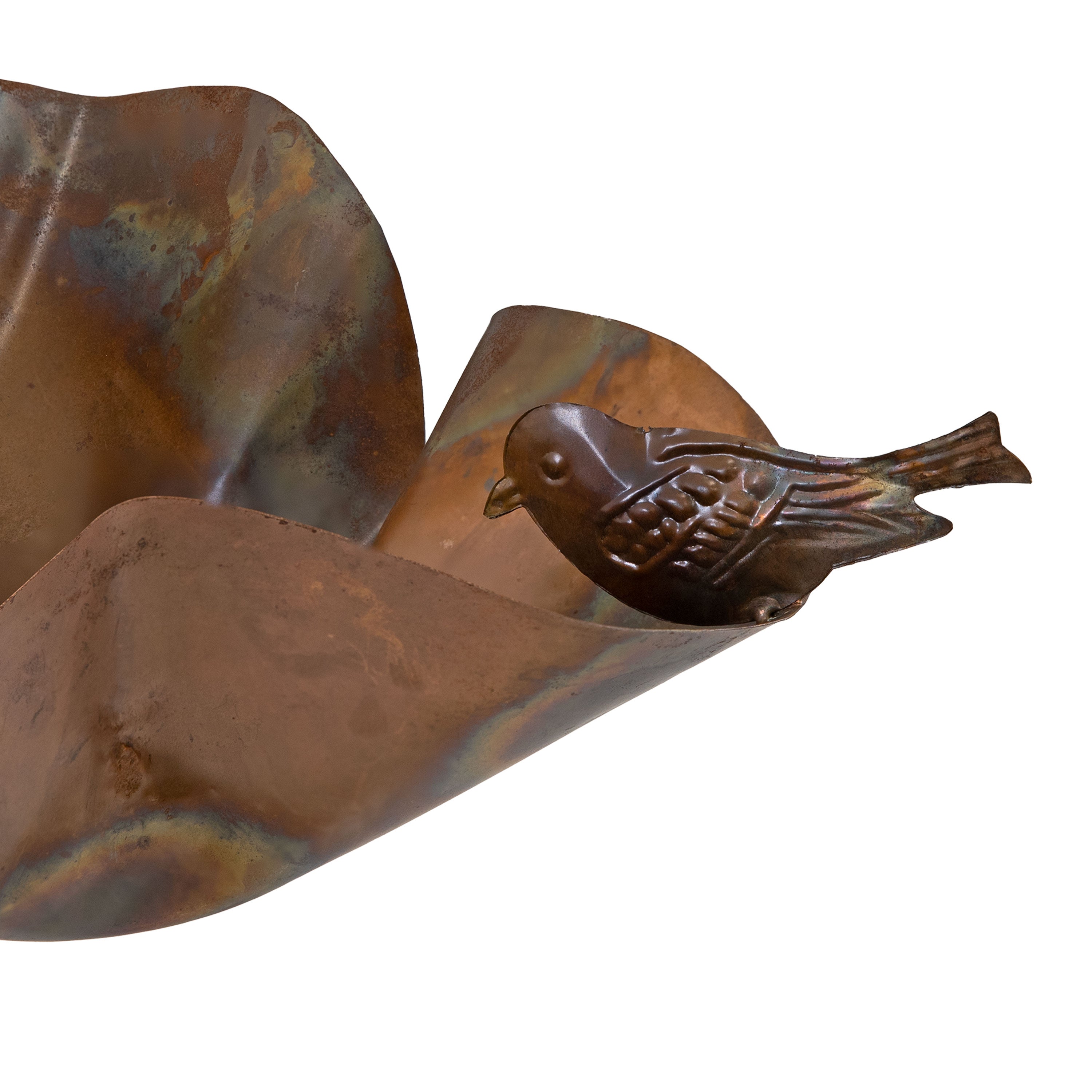 Staked Copper Bird Bath with Decorative Bird Figurine - 34.25 Inch Outdoor Garden Decor for Birds & Wildlife - Perfect for Backyard, Patio & Lawn Decoration