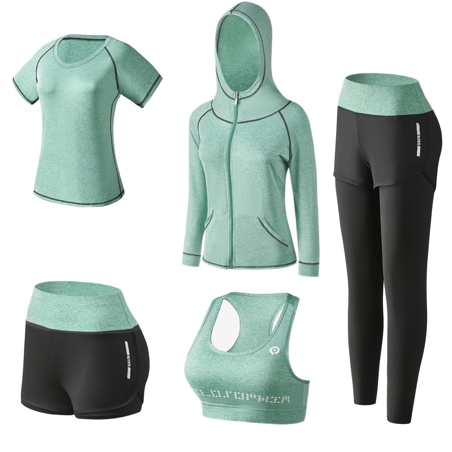 5-Piece Women's Workout Outfits - Athletic Yoga Gym Sets, Fitness Exercise Clothes & Jogging Tracksuits for Running, Yoga & Gym Training | Perfect for Home Workouts & Active Lifestyle
