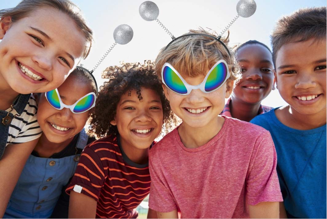 Alien Costume Glasses with Martian Antenna Headband - Fun Party Favors for Adults & Kids (2 Pack) - Perfect for Halloween, Cosplay, and Space-Themed Parties