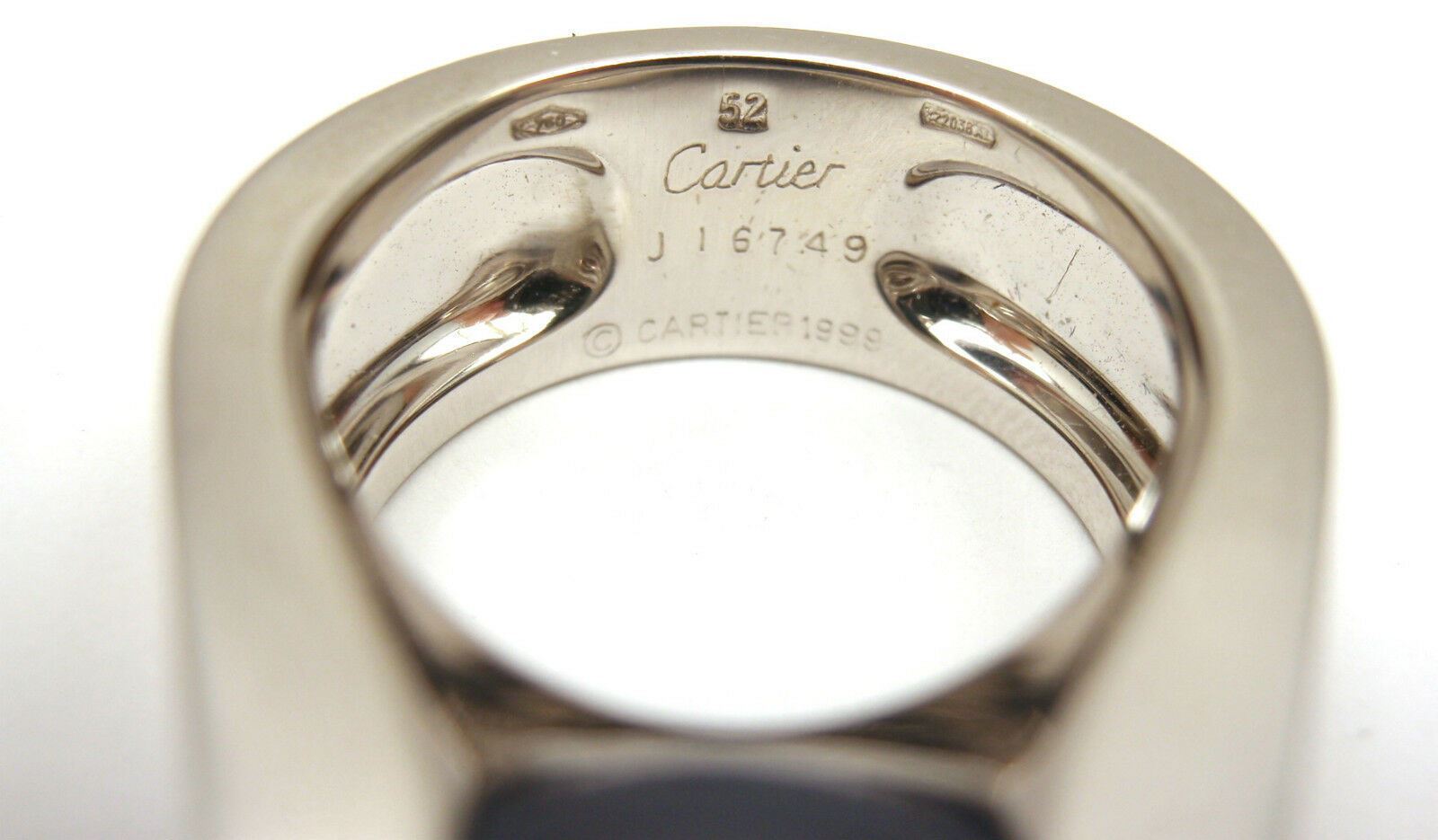 Authentic Cartier 18K White Gold Large Chalcedony Ring for Women - Luxury Statement Jewelry for Weddings, Anniversaries & Special Occasions