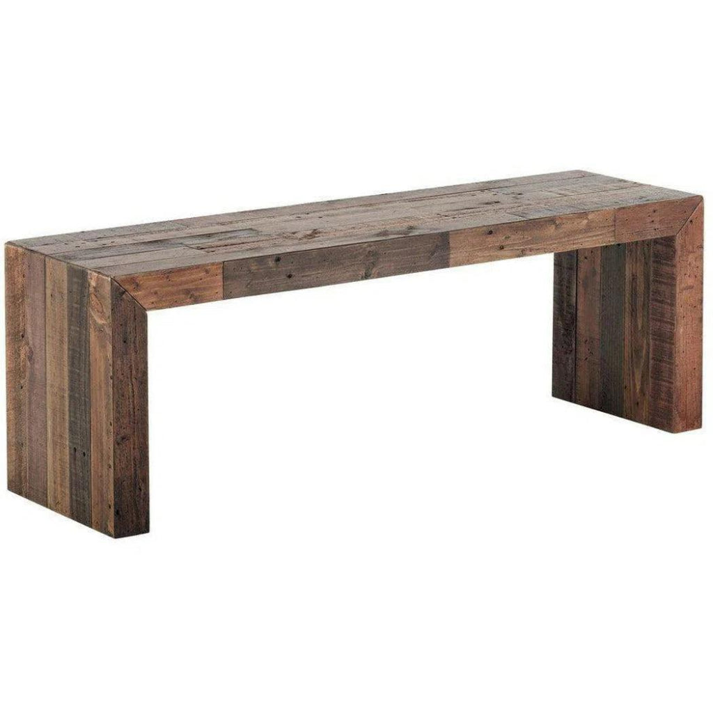 51 Inch Small Light Brown Industrial Style Wooden Bench - Rustic Home Decor for Living Room, Bedroom, Entryway & Patio
