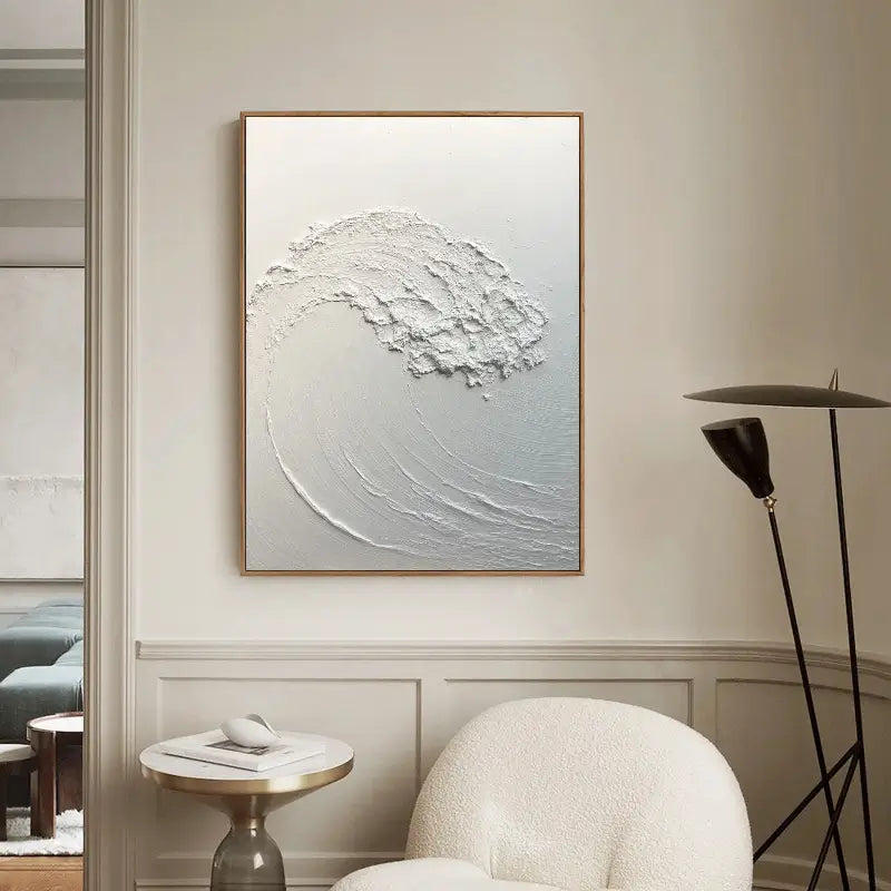 White Minimalist Textured Painting Canvas #MM039 - Abstract Wall Art for Modern Home & Office Decor