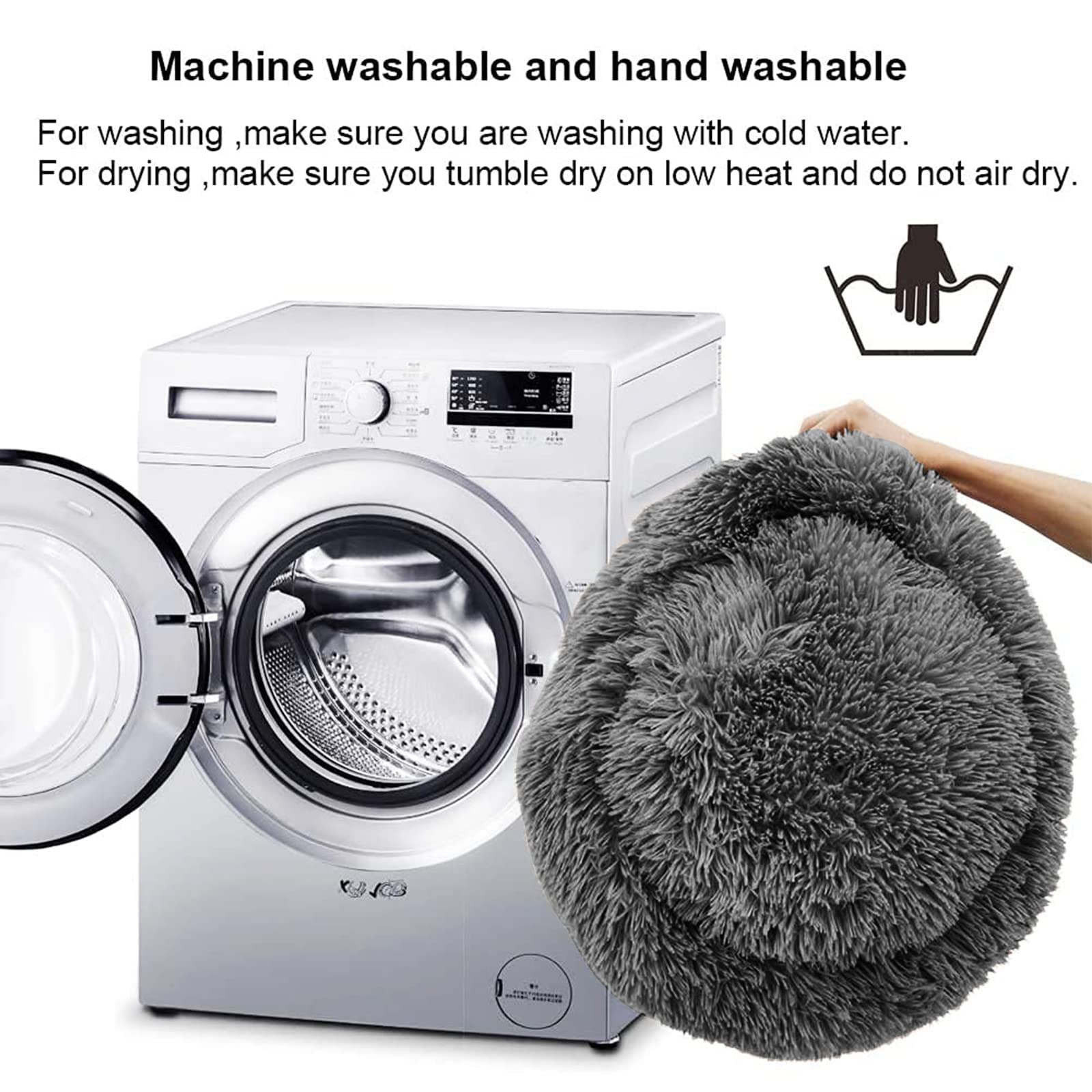Nisrada 27 Inch Round Washable Dog Bed for Small, Medium & Large Dogs - Calming Soft Pet Bed with Non-Slip Bottom | Cozy Bed for Puppies & Kittens | Perfect for Living Room, Bedroom & Pet Travel