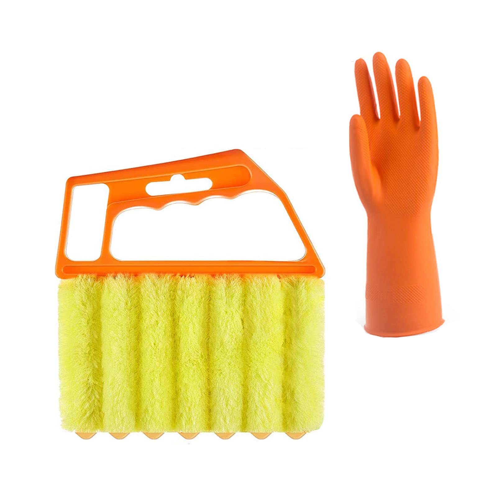 2-Pack Window Blind Duster Brush - 7-Finger Cleaning Tool for Shutters, AC Vents, Car Vents & Keyboards | Handheld Gap Cleaner with Ergonomic Handle | Perfect for Home, Office & Car Cleaning (Orange)