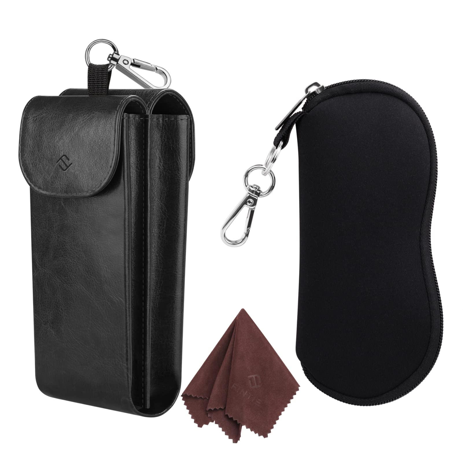 Fintie Double Glasses Case with Carabiner Hook - Durable Eyeglass Holder for Men & Women - Perfect for Travel, Hiking, and Outdoor Activities