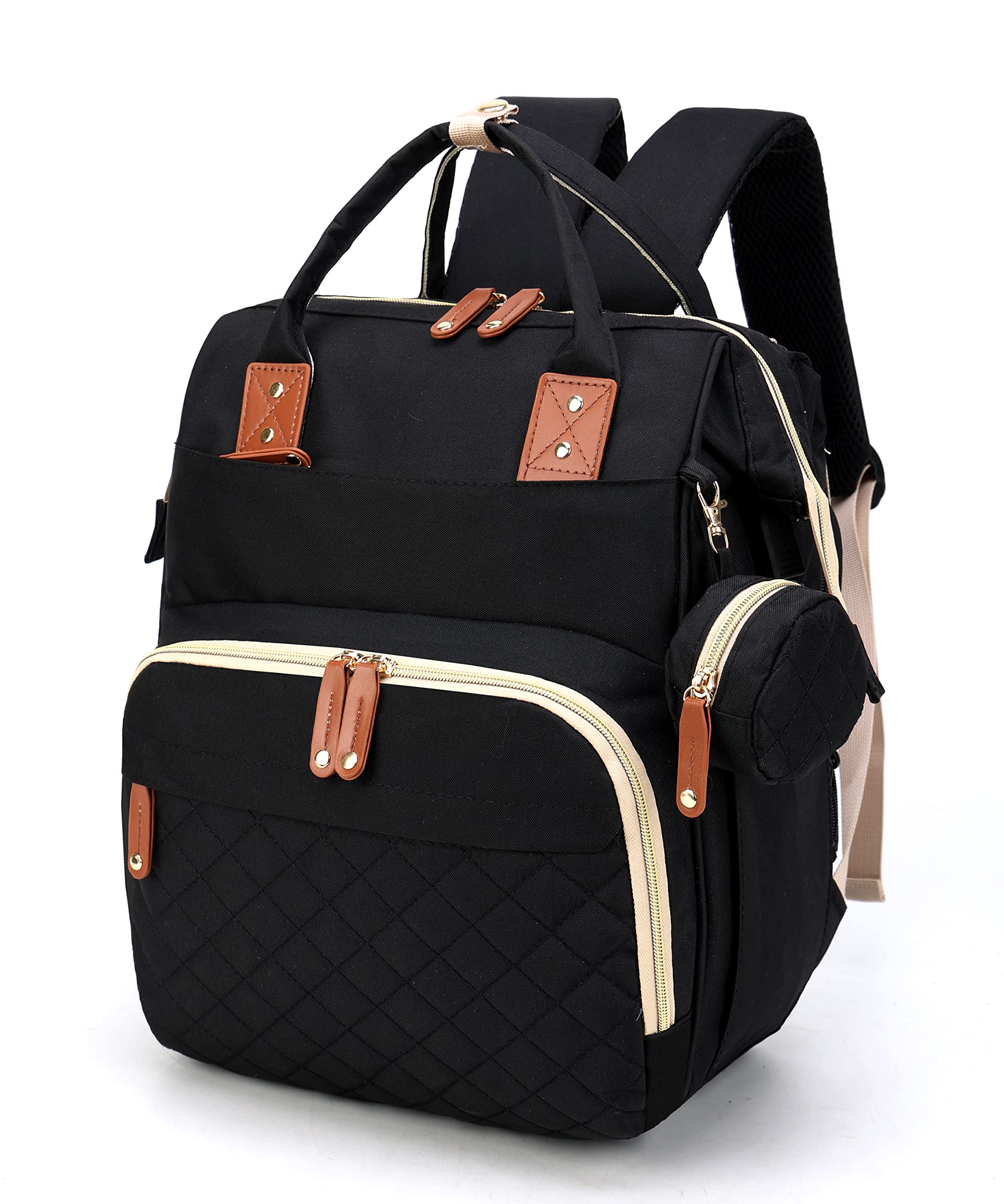 **Mercy's Large Waterproof Diaper Backpack - Multifunctional Baby Bag for Boys & Girls, Unisex Black Diaper Bag for Moms & Dads - Perfect for Travel, Daycare & On-the-Go Parenting**