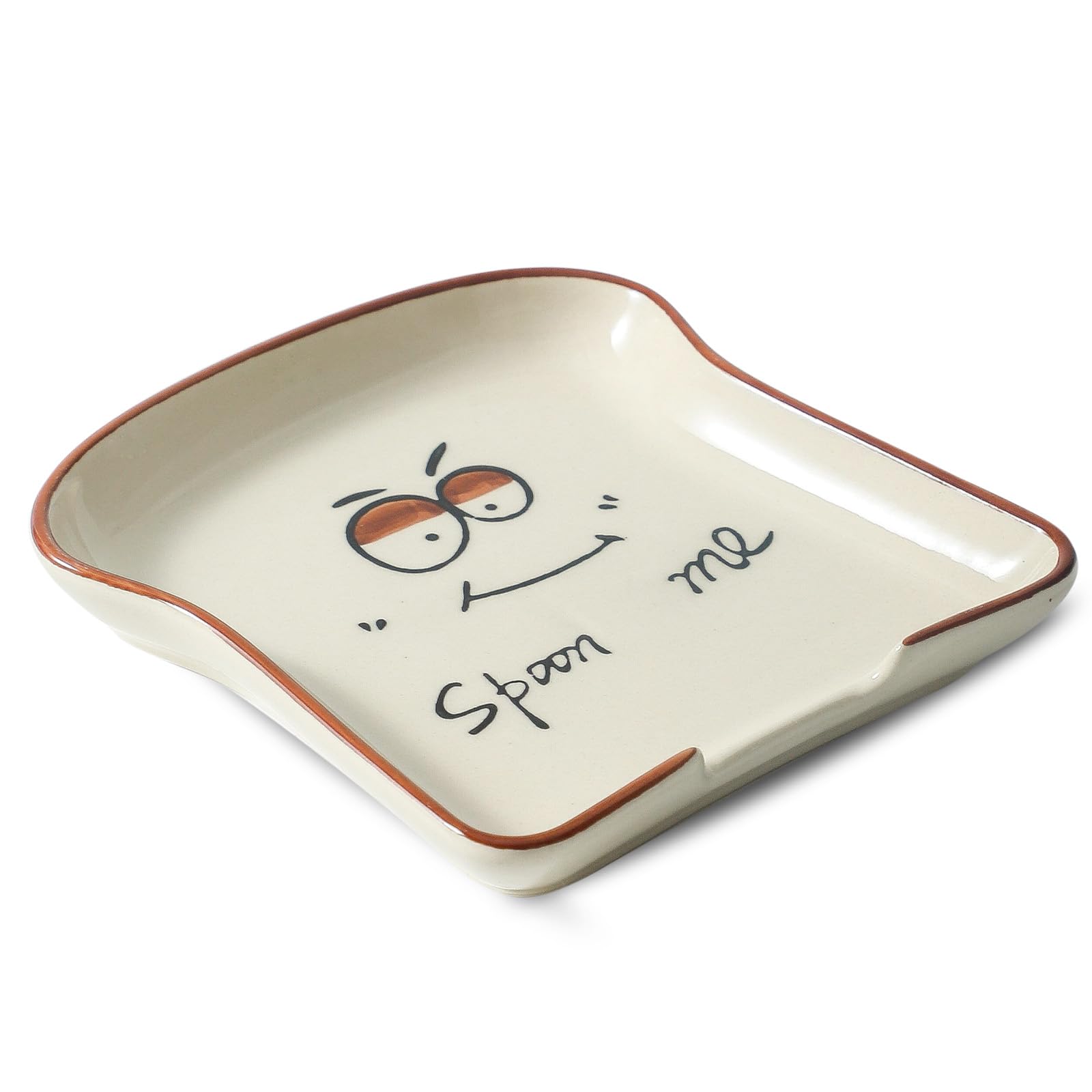 Funny Ceramic Spoon Rest - Cute Toast Design Kitchen Counter & Stove Top Holder - Dishwasher Safe Decorative Accessories - Perfect for Breakfast Nook, Coffee Bar & Kitchen Decor