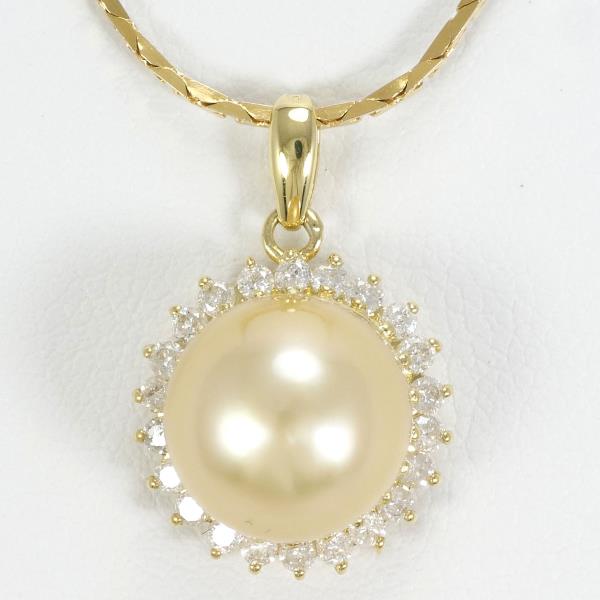 18K Yellow Gold South Sea Pearl Diamond Necklace for Women - Elegant Luxury Jewelry Gift for Wedding, Anniversary & Special Occasions