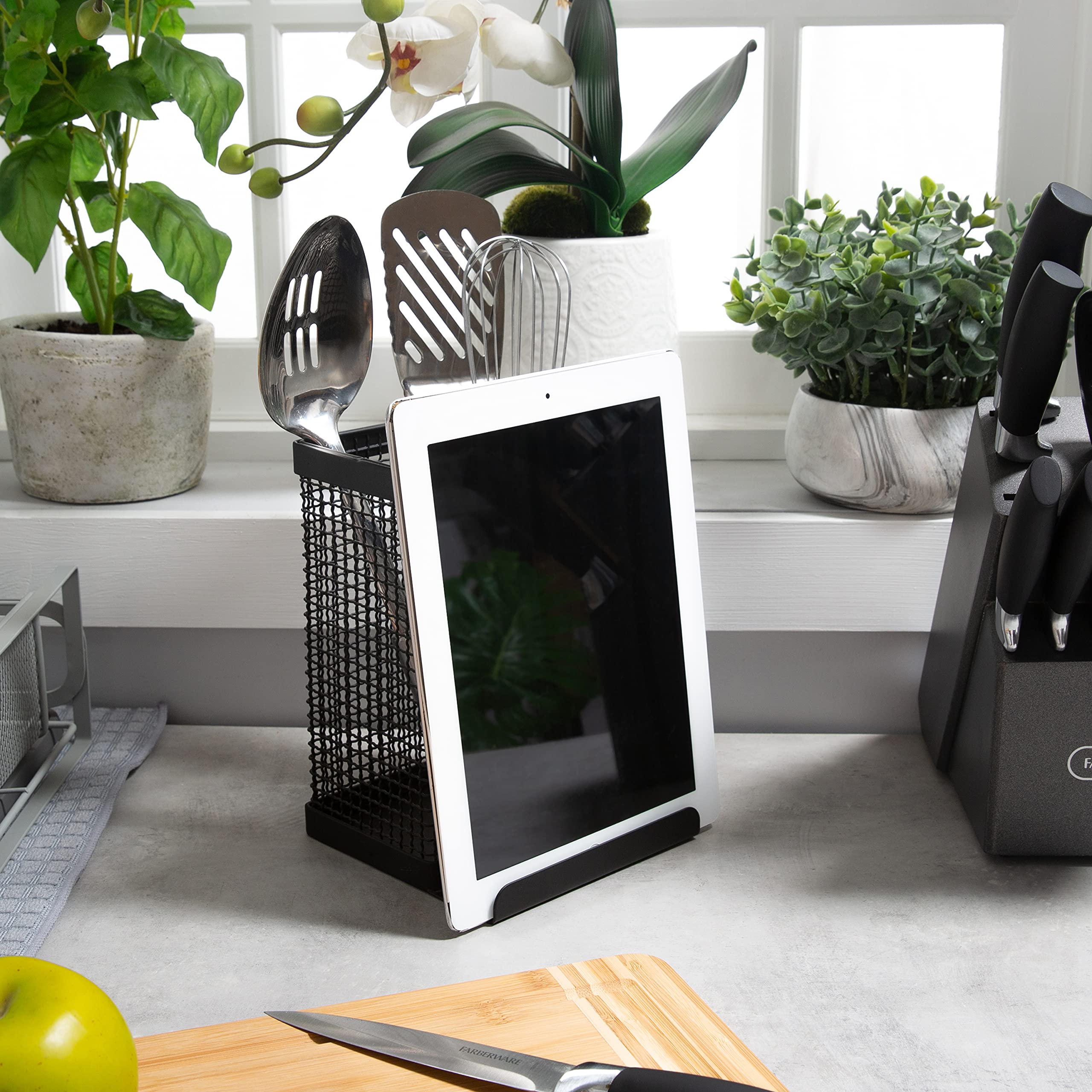 Industrial Kitchen Utensil Holder & Tablet Stand - 6.69